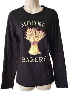 NWOT District Threads Model Bakery Cotton Long Sleeve T-shirt XL Black
